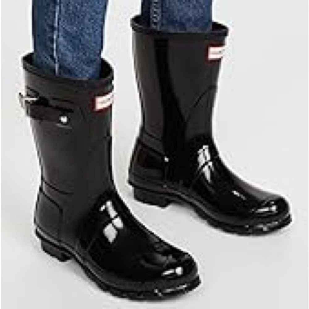 Hunter Original Gloss Women's Black Short Rain Boots - Picture 2 of 10
